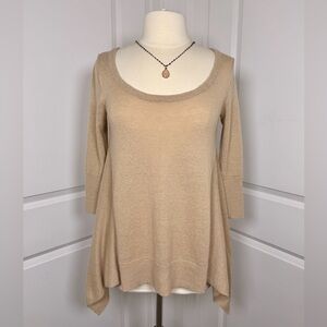 Club Monaco Alpaca Blend Asymmetric Knit Swing Sweater | Neutral Beige Tan | M